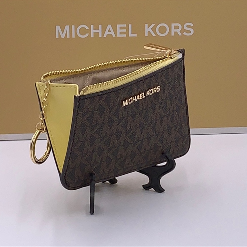 MICHAEL KORS SMALL TOP ZIP COINPOUCH W ID BUTTERCUP - Picture 4 of 14